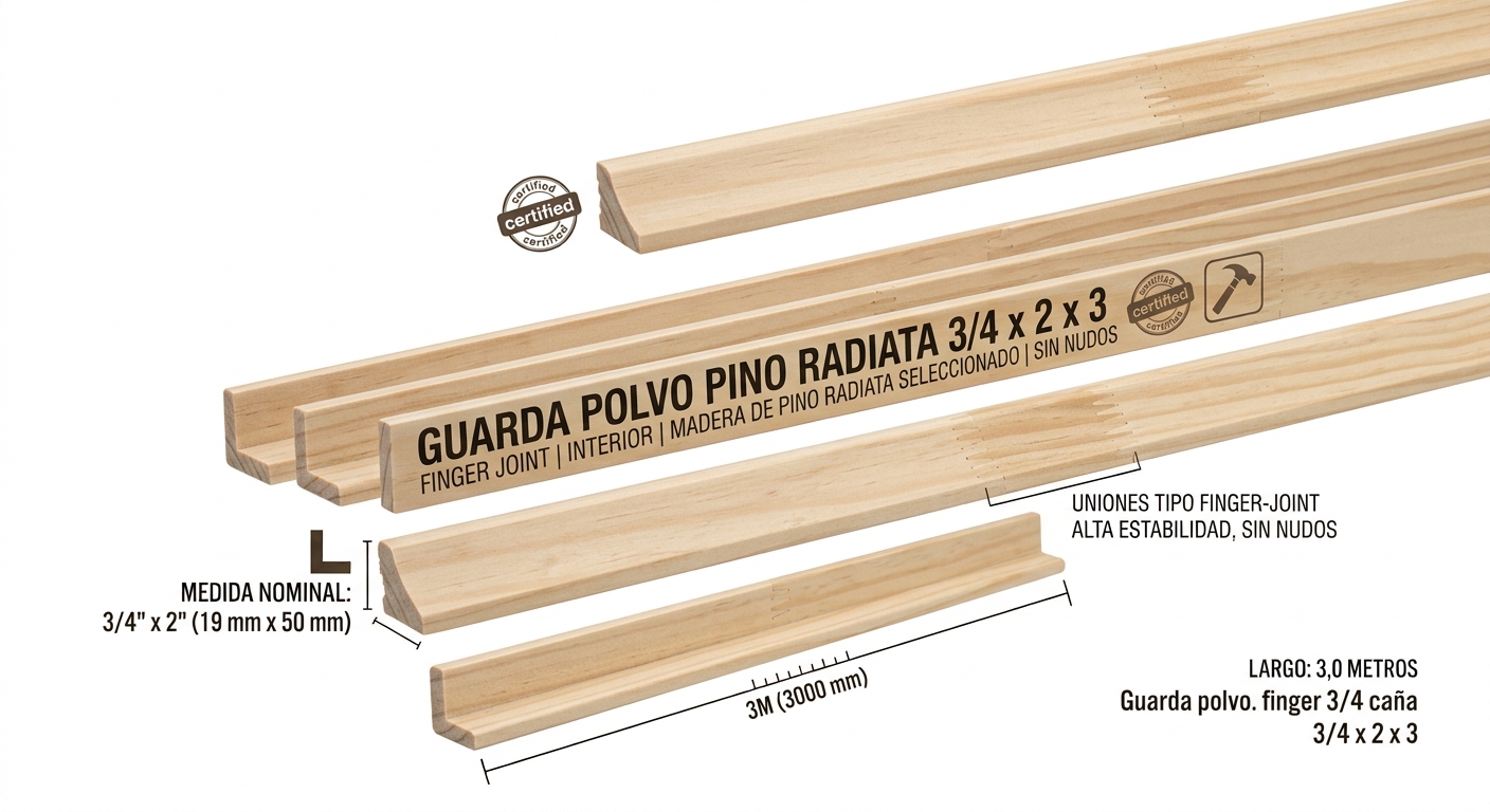 GUARDA POLVO PINO RADIATA  3/4 x 2 x 3