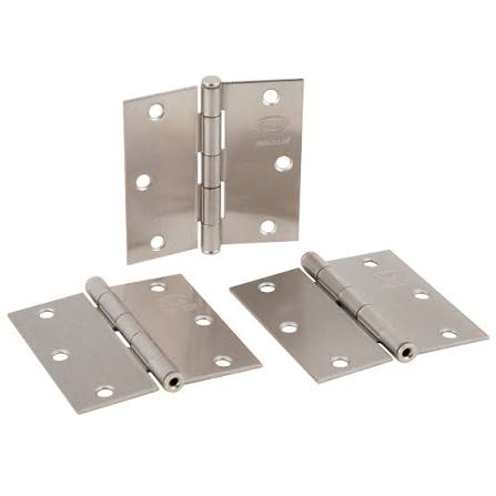 Bisagra poli 3.5 x 3.5 acero níquel satín. bolsa 3 un.